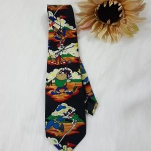 Vintage 1994 Looney Tunes‎ Mania Bugs Bunny and Friends golf theme tie